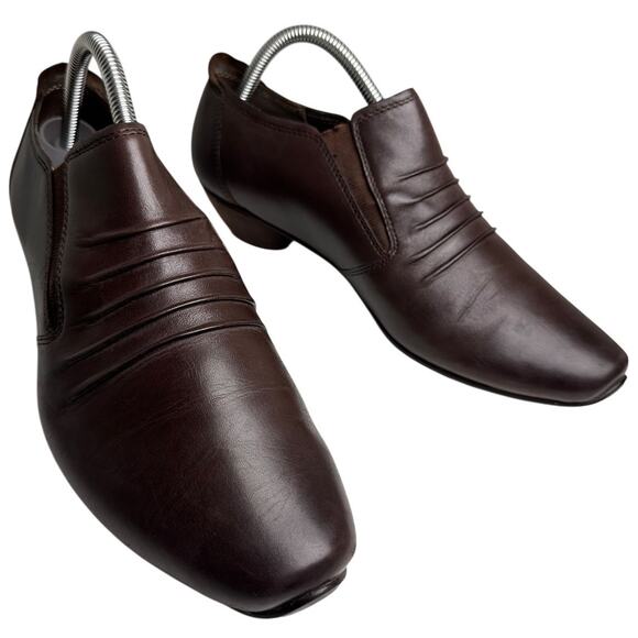 Josef Seibel Ruched Comfort Square Toe Shoes Sz 41 Low Heel Cuban SlipOn Germany - Picture 9 of 13